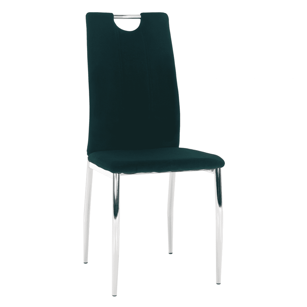 KONDELA Jedálenská stolička, smaragdová Velvet látka / chróm, OLIVA NEW